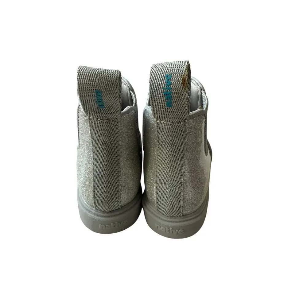 Native Shoes Kids Silver Glitter Kensington Treklite Chelsea Boots Size 6